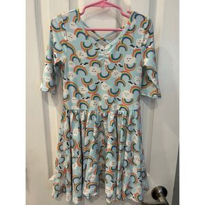 DotDotSmile Girls Rainbow Cloud Unicorn Crisscross Back Twirl Dress 5/6 k7003